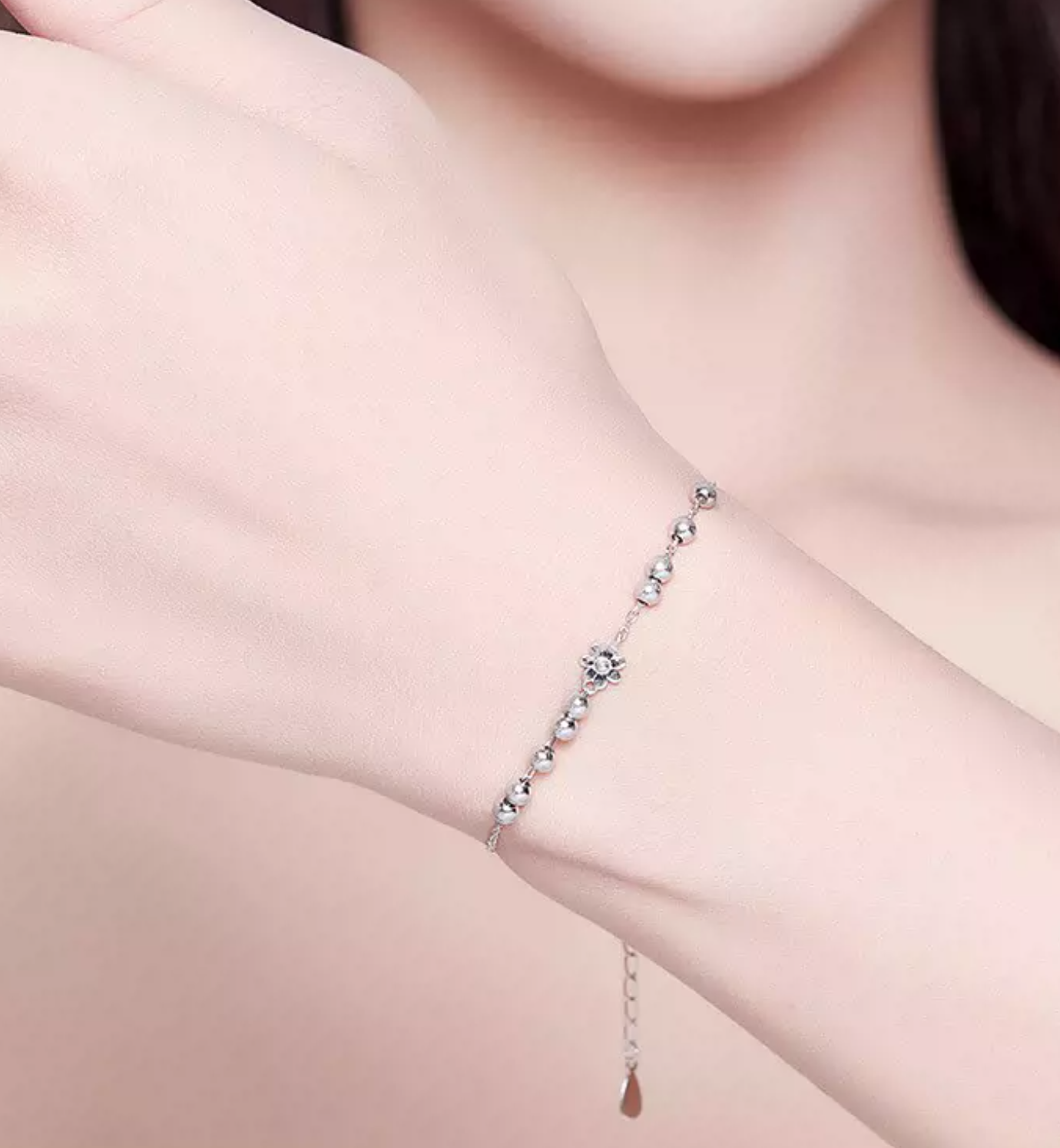 Platinum bead bracelet