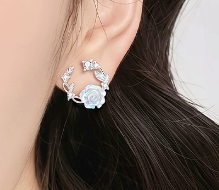 Platinum Rose Earrings