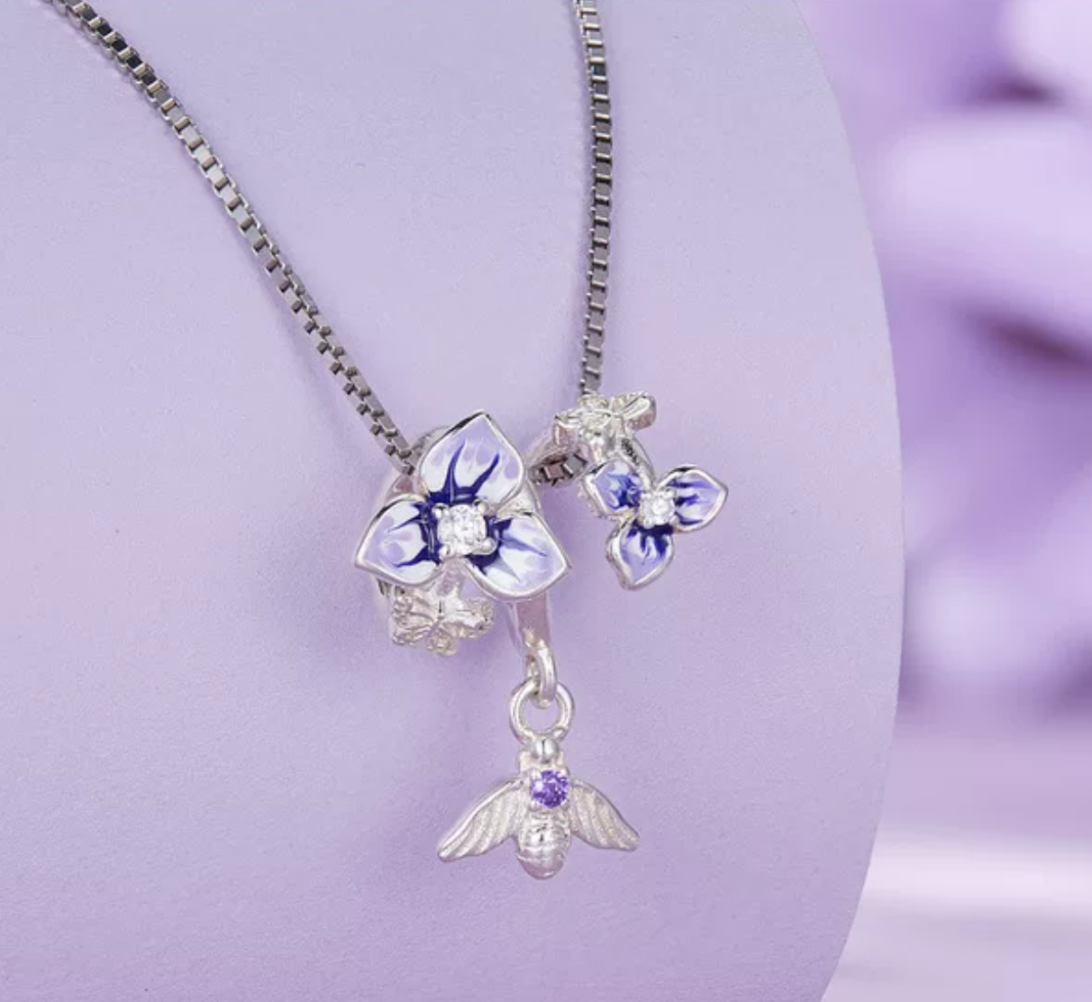 Platinum Flying Insect Necklace