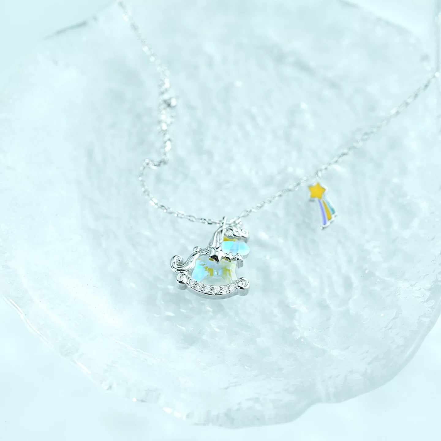 925 Silver Pony Necklace with Crystal