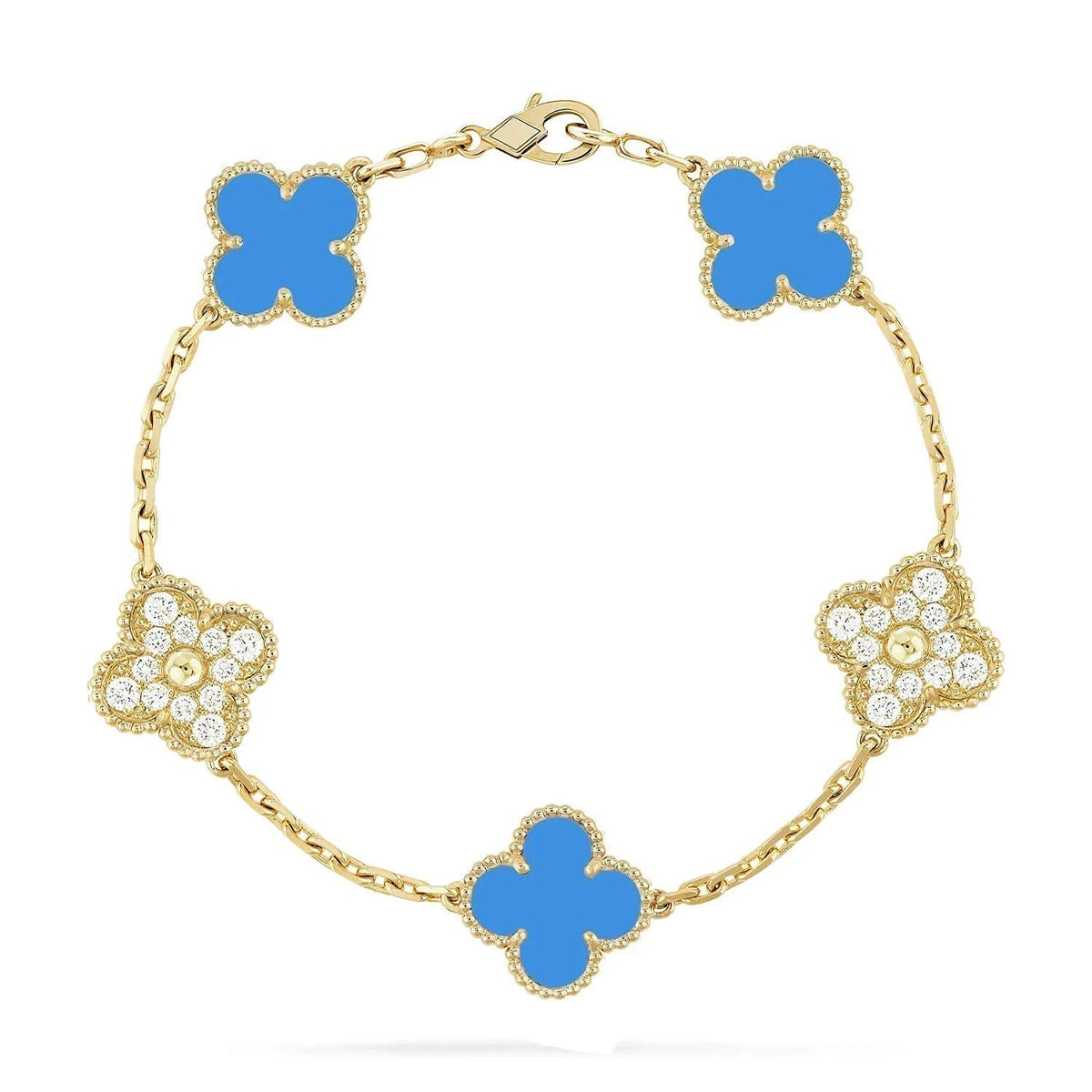 [Renovia Jewelry] CLOVER 5 MOTIF BLUE AGATE BRACELET COLLECTION
