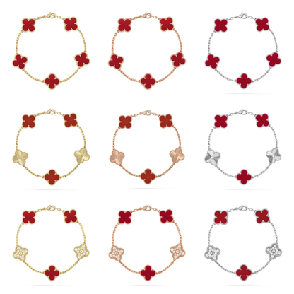 [Renovia Jewelry] CLOVER 5 MOTIF RED CORNELIAN BRACELET COLLECTION