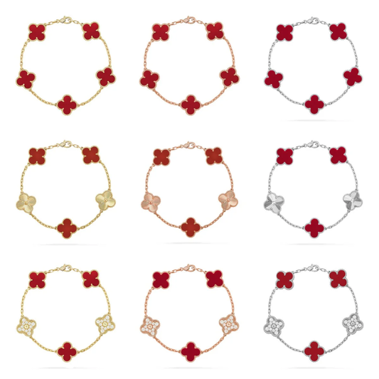 [Renovia Jewelry] CLOVER 5 MOTIF RED CORNELIAN BRACELET COLLECTION