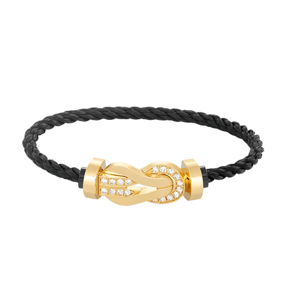 [Renovia Jewelry]CHANCE LARGE 8 FIGURE BUCKLE HALF DIAMOND BRACELET GOLD