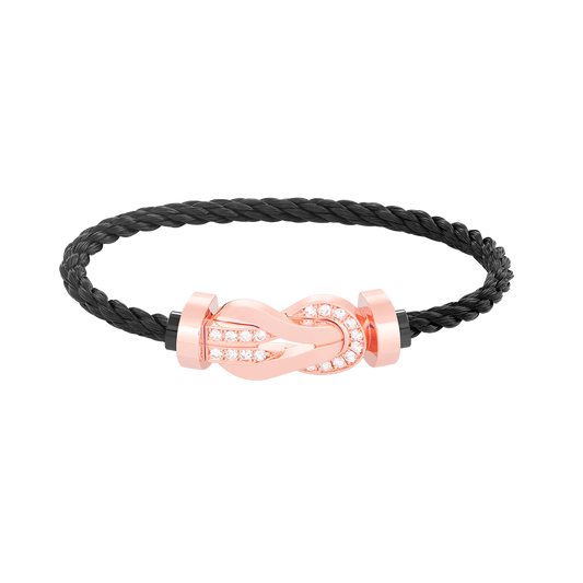 [Renovia Jewelry]CHANCE LARGE 8 FIGURE BUCKLE HALF DIAMOND BRACELET ROSE GOLD