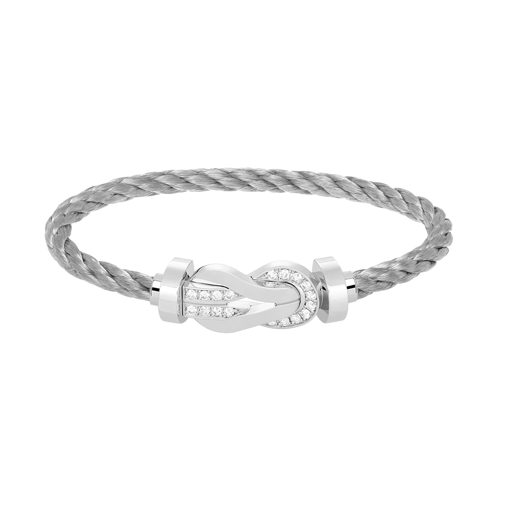 [Renovia Jewelry]CHANCE LARGE 8 FIGURE BUCKLE HALF DIAMOND BRACELET SILVER