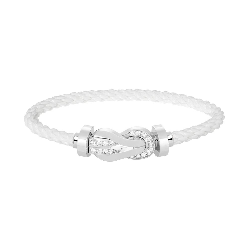 [Renovia Jewelry]CHANCE LARGE 8 FIGURE BUCKLE HALF DIAMOND BRACELET SILVER