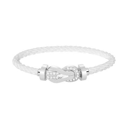[Renovia Jewelry]CHANCE LARGE 8 FIGURE BUCKLE HALF DIAMOND BRACELET SILVER