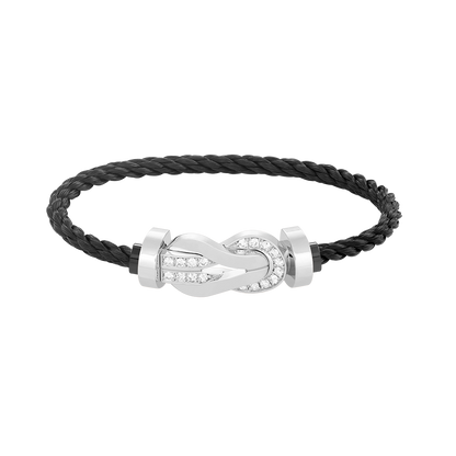 [Renovia Jewelry]CHANCE LARGE 8 FIGURE BUCKLE HALF DIAMOND BRACELET SILVER