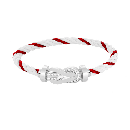 [Renovia Jewelry]CHANCE LARGE 8 FIGURE BUCKLE HALF DIAMOND BRACELET SILVER