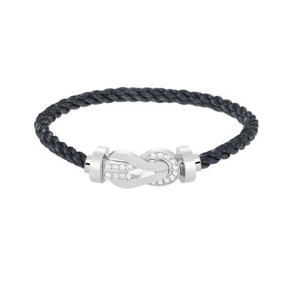 [Renovia Jewelry]CHANCE LARGE 8 FIGURE BUCKLE HALF DIAMOND BRACELET SILVER