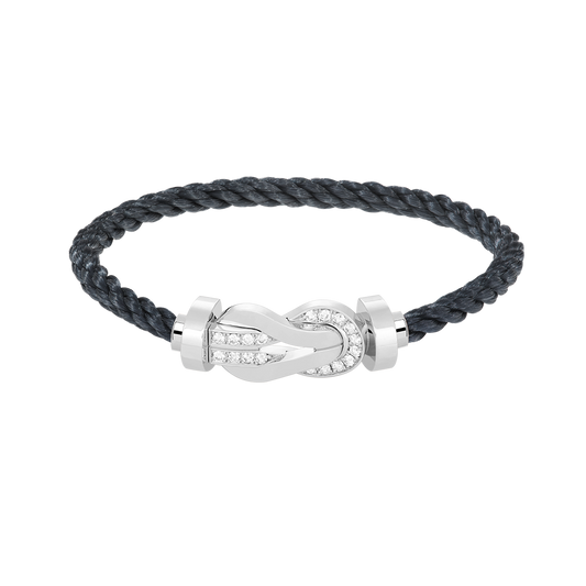 [Renovia Jewelry]CHANCE LARGE 8 FIGURE BUCKLE HALF DIAMOND BRACELET SILVER