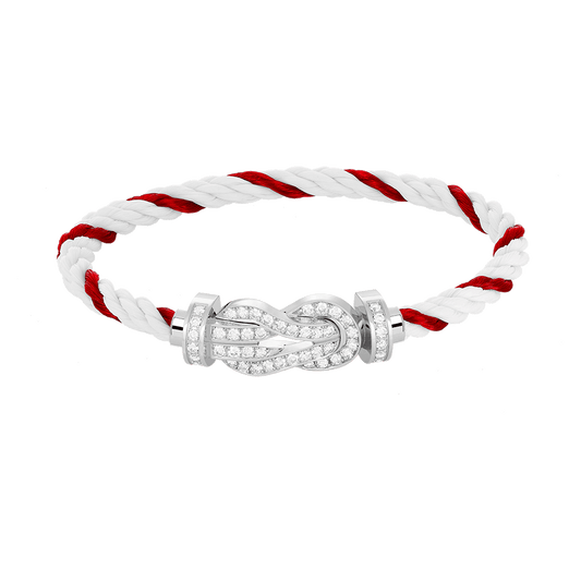 [Renovia Jewelry]CHANCE LARGE 8 FIGURE BUCKLE FULL DIAMOND BRACELET SILVER