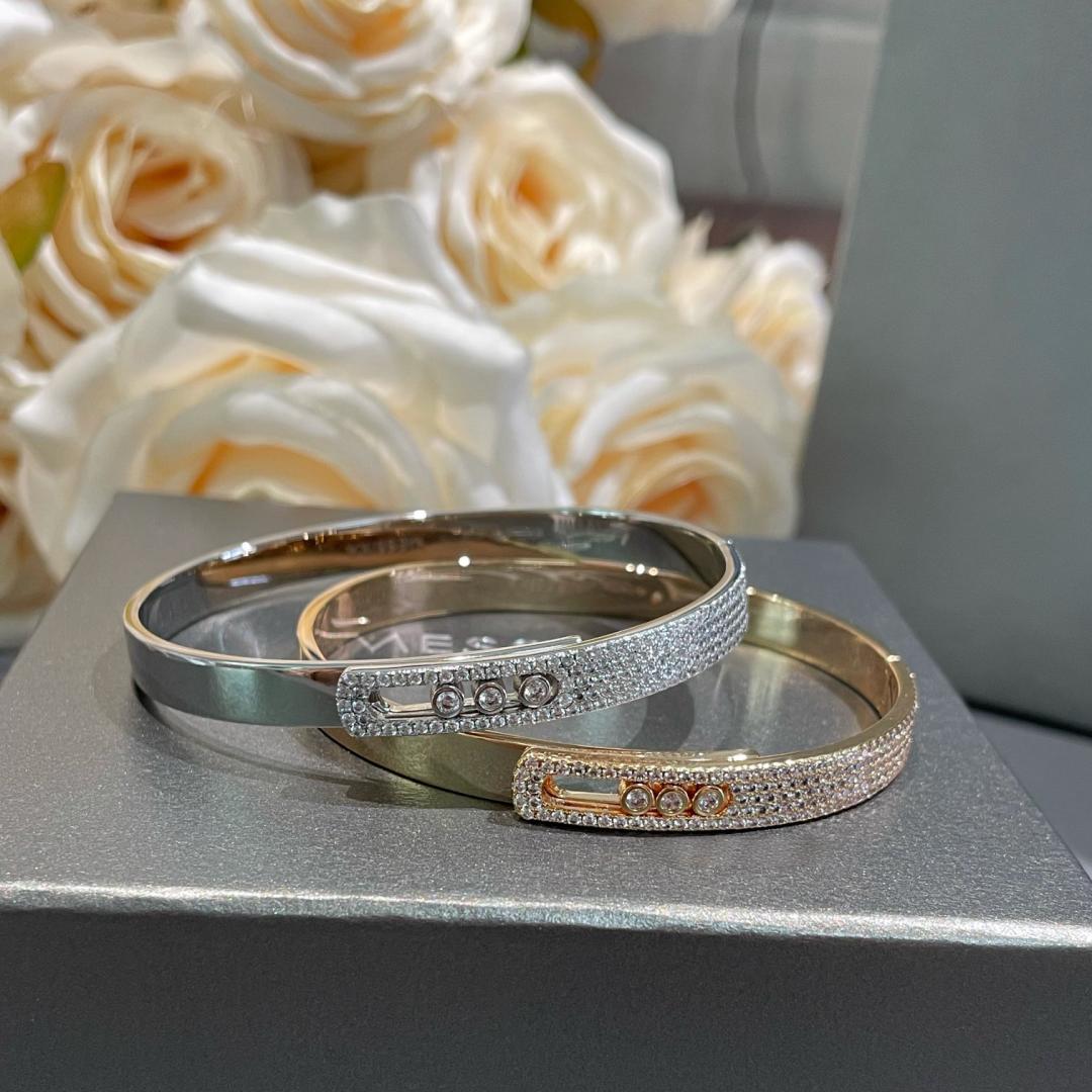[Renovia Jewelry]Move Noa Rose Gold Pavé Diamond Bangle Bracelet