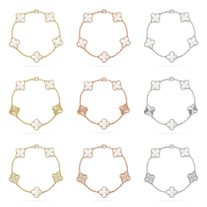 [Renovia Jewelry]CLOVER WHITE PEARL MOP 5 MOTIF BRACELET COLLECTION