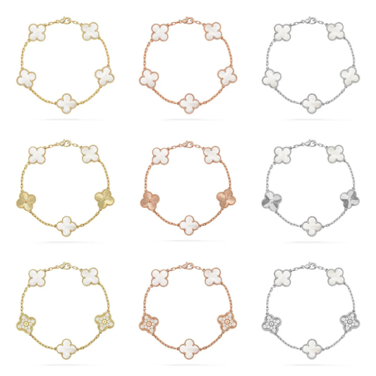 [Renovia Jewelry]CLOVER WHITE PEARL MOP 5 MOTIF BRACELET COLLECTION