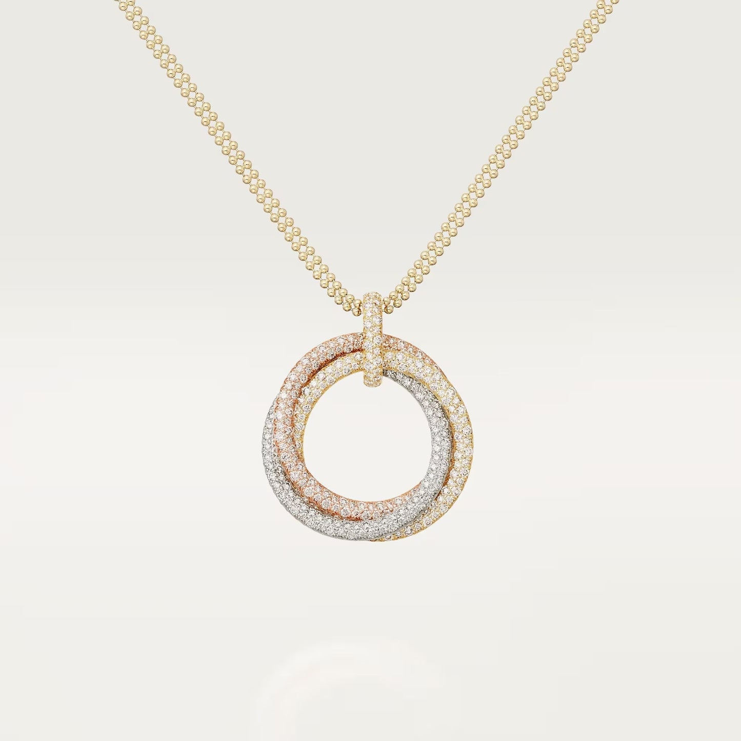 [Renovia Jewelry]TRINITY LARGE FULL DIAMOND  NECKLACE