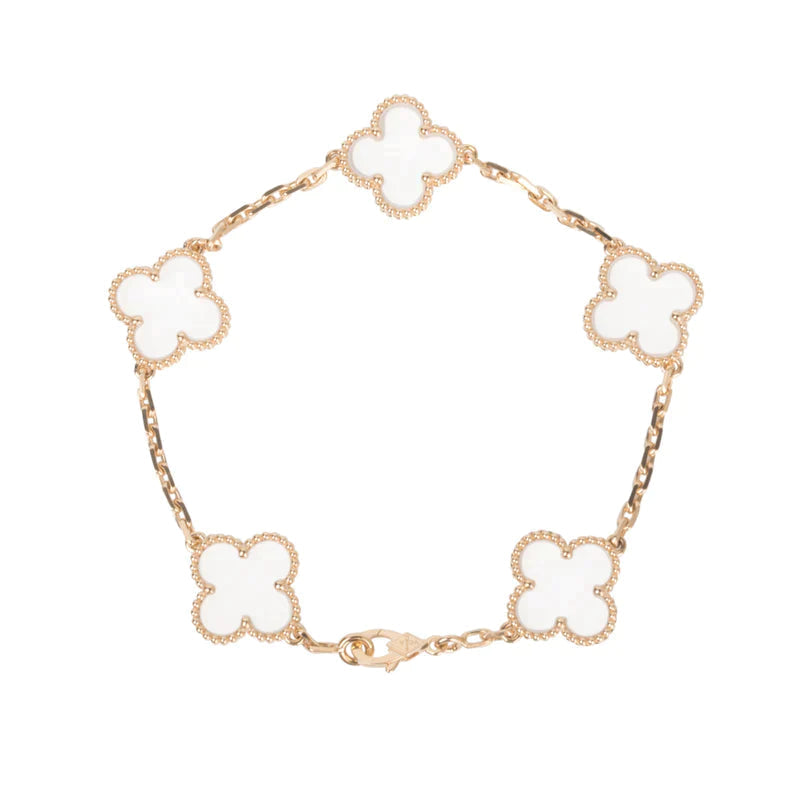 [Renovia Jewelry]CLOVER 5 MOTIF ROCK CRYSTAL BRACELET