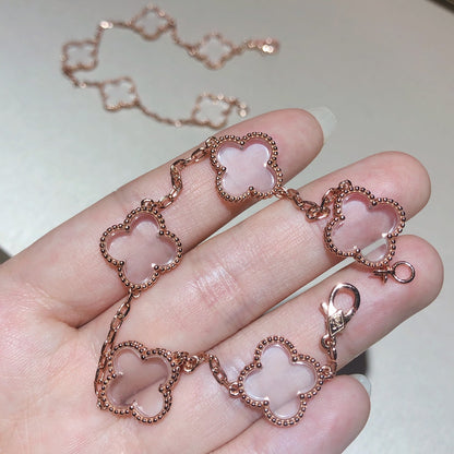 [Renovia Jewelry]CLOVER 5 MOTIF ROCK CRYSTAL BRACELET