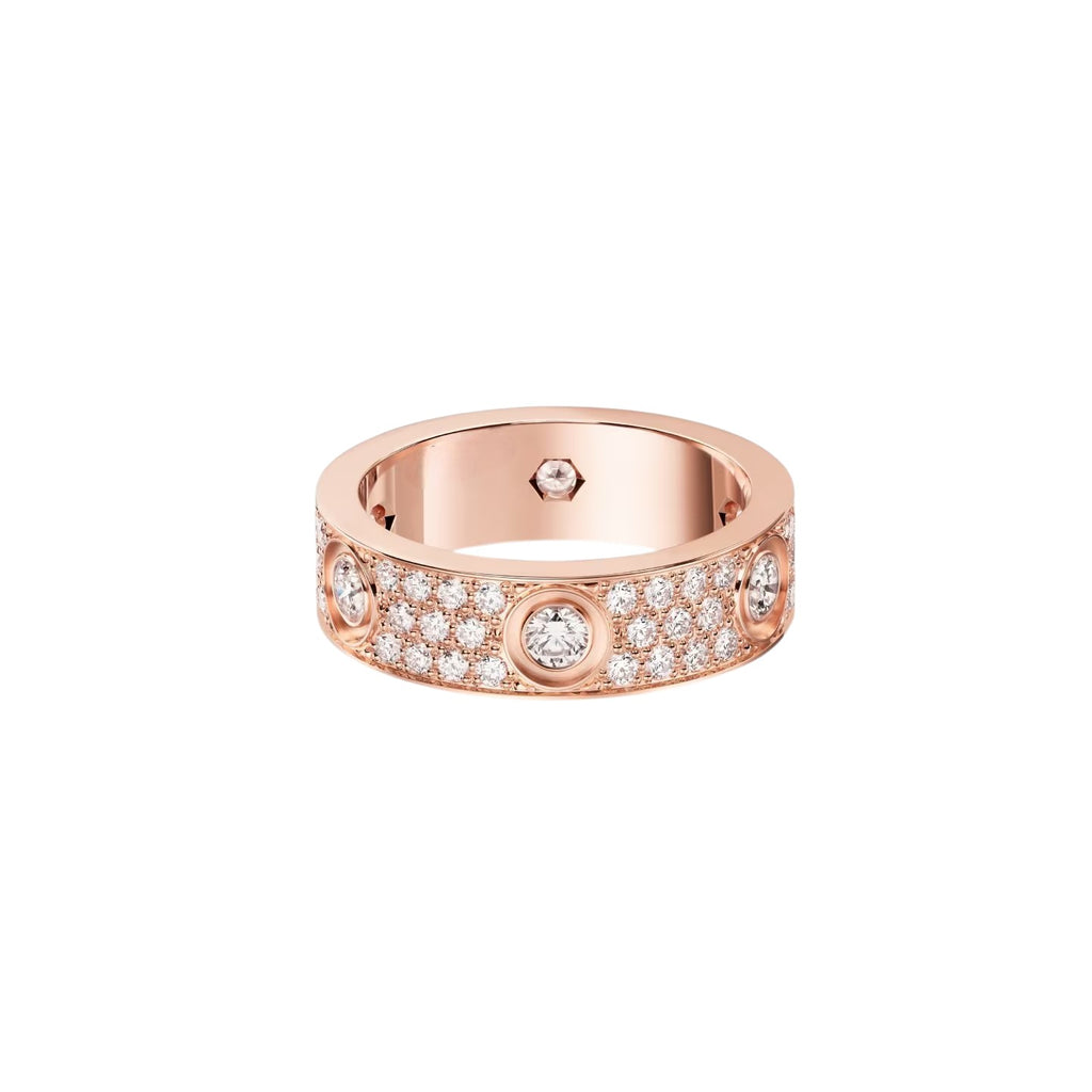 [Renovia Jewelry]LOVE 5.5MM FULL-PAVE 6-DIAMOND RING