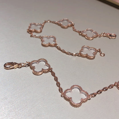 [Renovia Jewelry]CLOVER 5 MOTIF ROCK CRYSTAL BRACELET