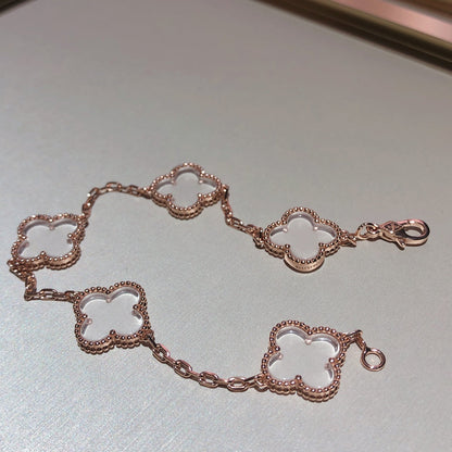 [Renovia Jewelry]CLOVER 5 MOTIF ROCK CRYSTAL BRACELET