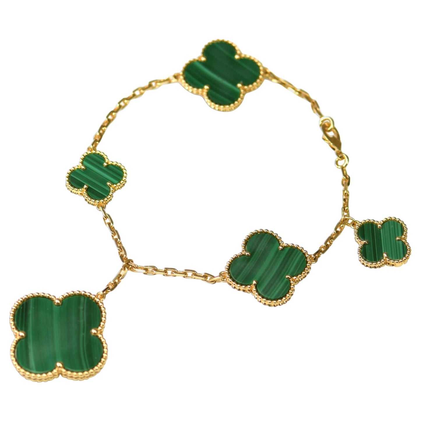 [Renovia Jewelry]MAGIC CLOVER MALACHITE GOLD BRACELET 5 MOTIFS