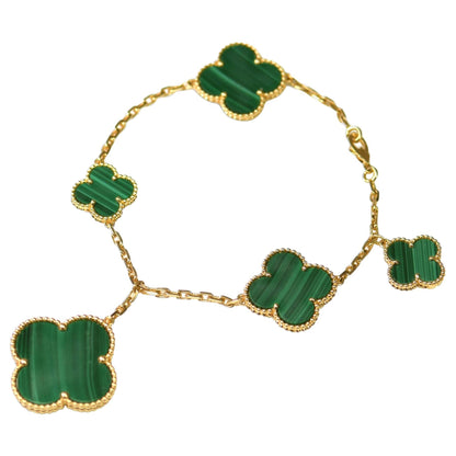 [Renovia Jewelry]MAGIC CLOVER MALACHITE GOLD BRACELET 5 MOTIFS