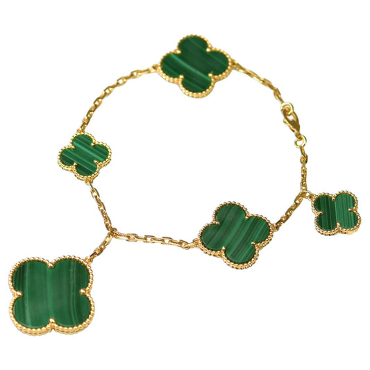 [Renovia Jewelry]MAGIC CLOVER MALACHITE GOLD BRACELET 5 MOTIFS