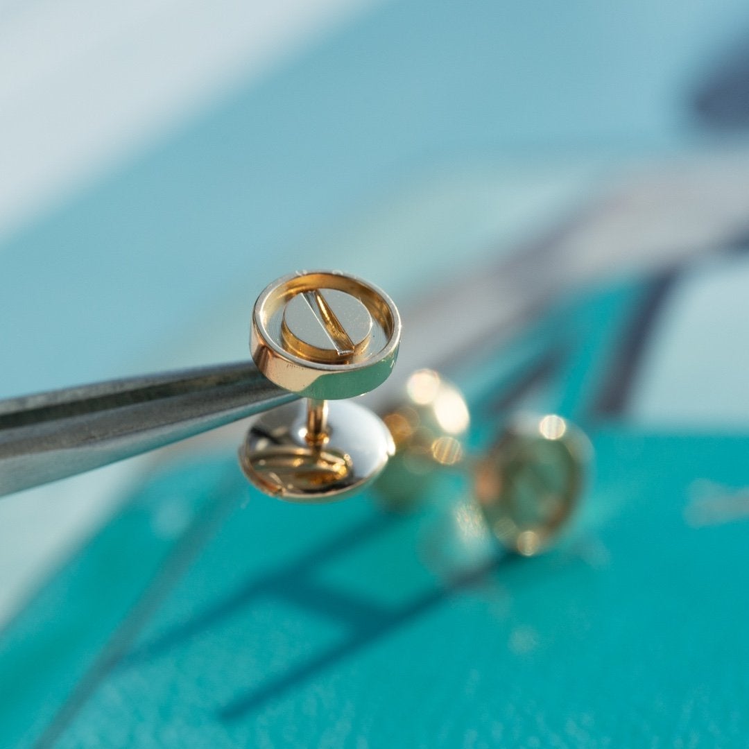 [Renovia Jewelry]LOVE EARRINGS PINK GOLD 10MM