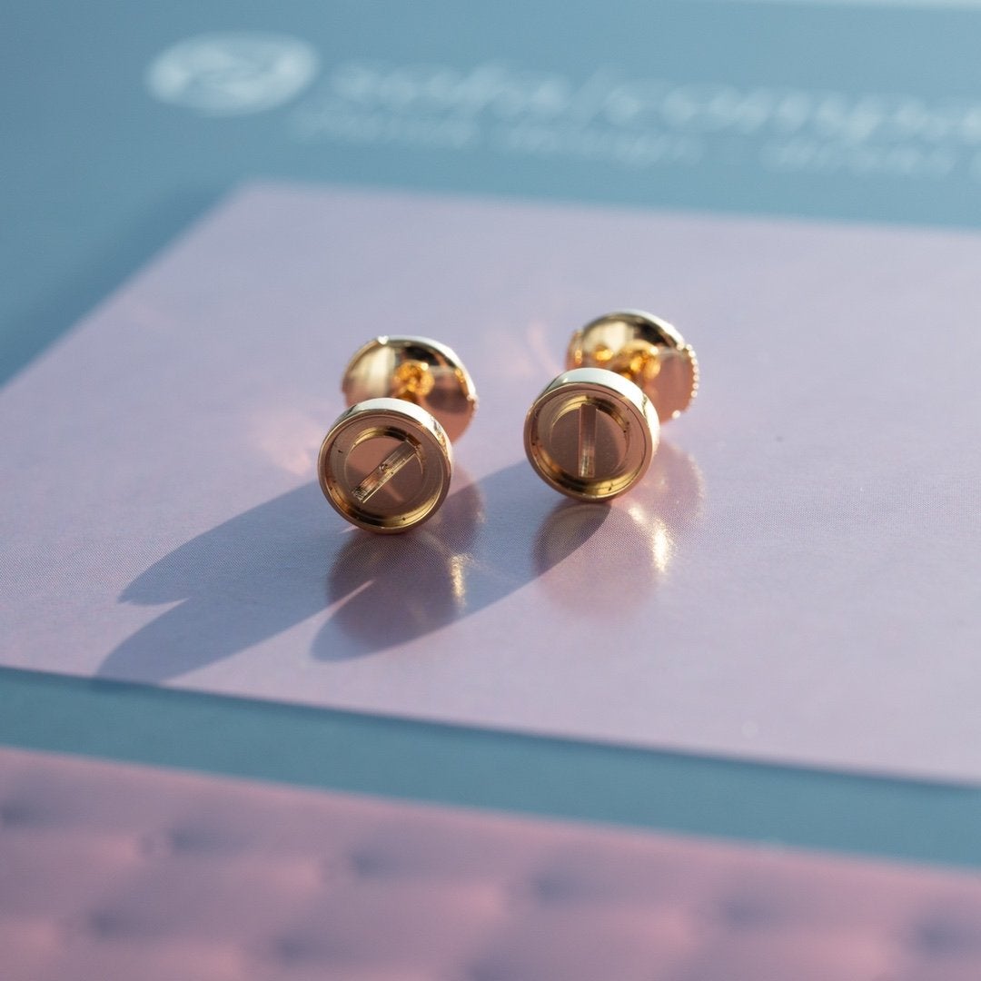 [Renovia Jewelry]LOVE EARRINGS PINK GOLD 10MM