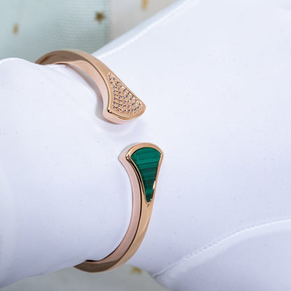 [Renovia Jewelry]DREAM BRACELET OPEN MALACHITE PINK GOLD