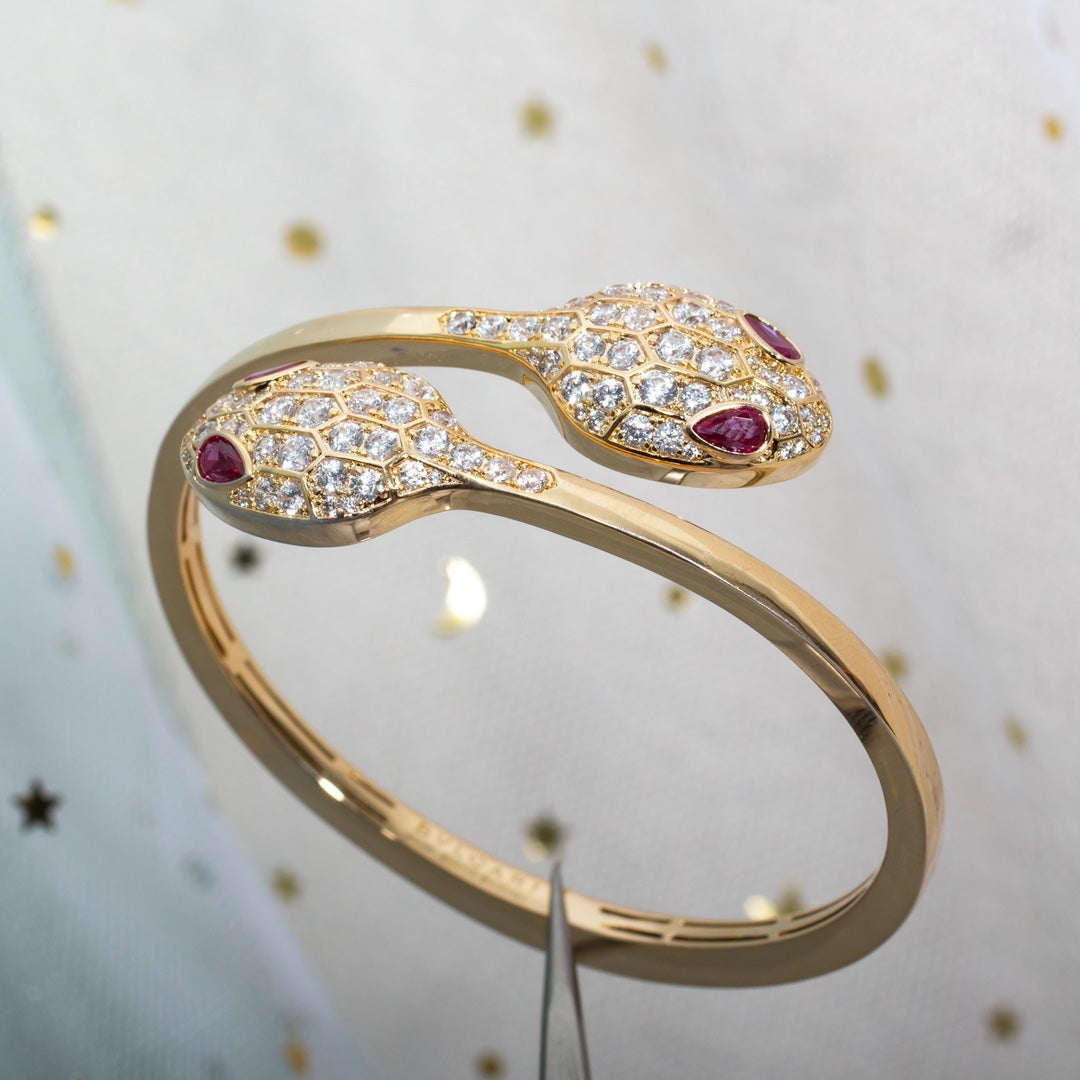 [Renovia Jewelry]SERPENTI BRACELET PINK GOLD DIAMOND DOUBLE SNAKE