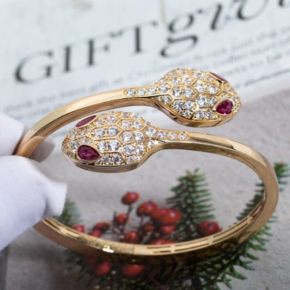 [Renovia Jewelry]SERPENTI BRACELET PINK GOLD DIAMOND DOUBLE SNAKE