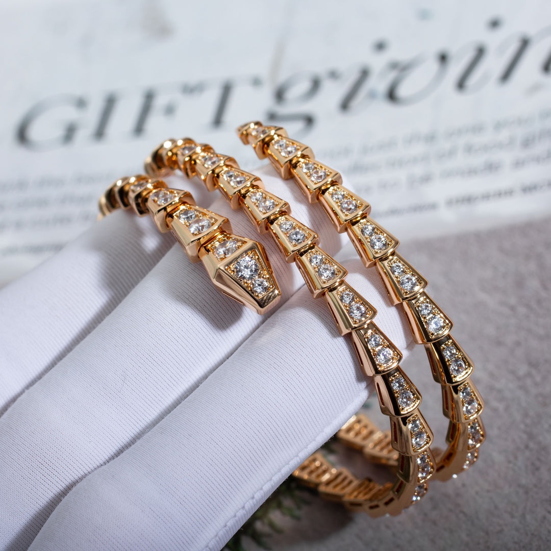 [Renovia Jewelry]SERPENTI BRACELET PINK GOLD DIAMOND DOUBLE ROW