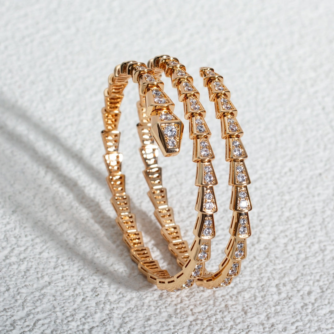 [Renovia Jewelry]SERPENTI BRACELET PINK GOLD DIAMOND DOUBLE ROW