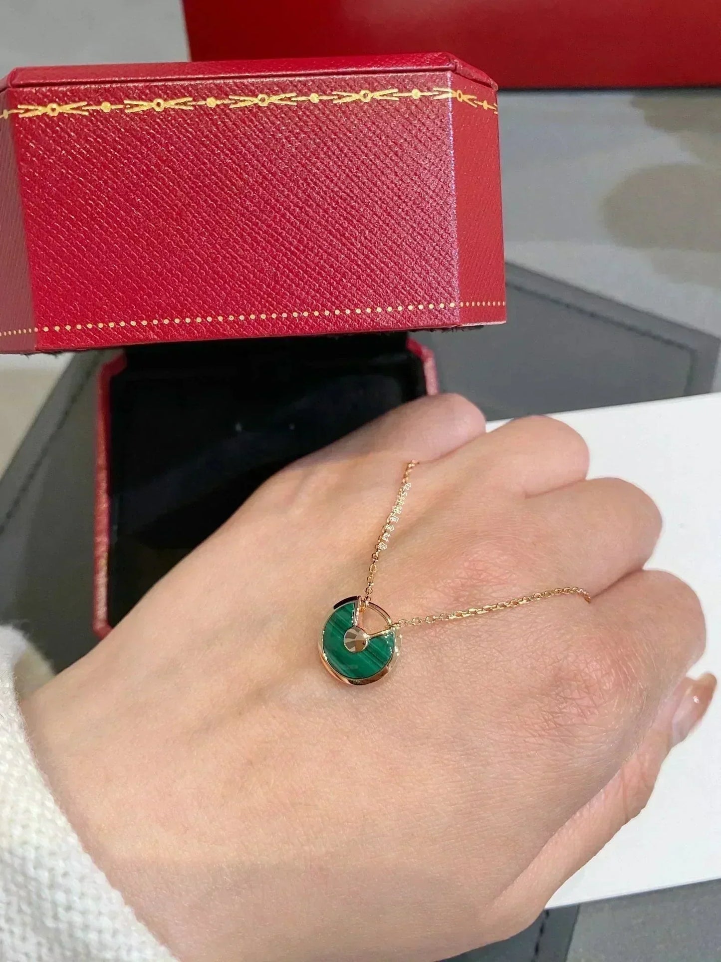 [Renovia Jewelry]AMULETTE ROSE GOLD MALACHITE NECKLACE