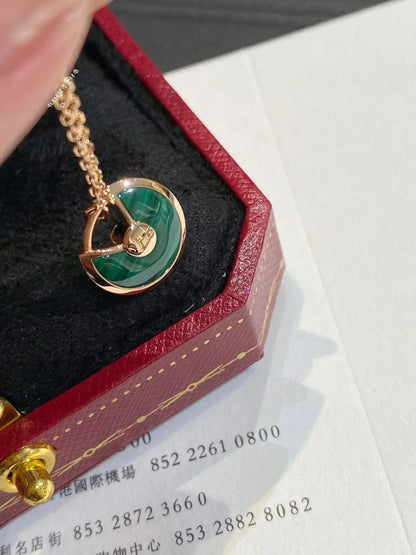 [Renovia Jewelry]AMULETTE ROSE GOLD MALACHITE NECKLACE
