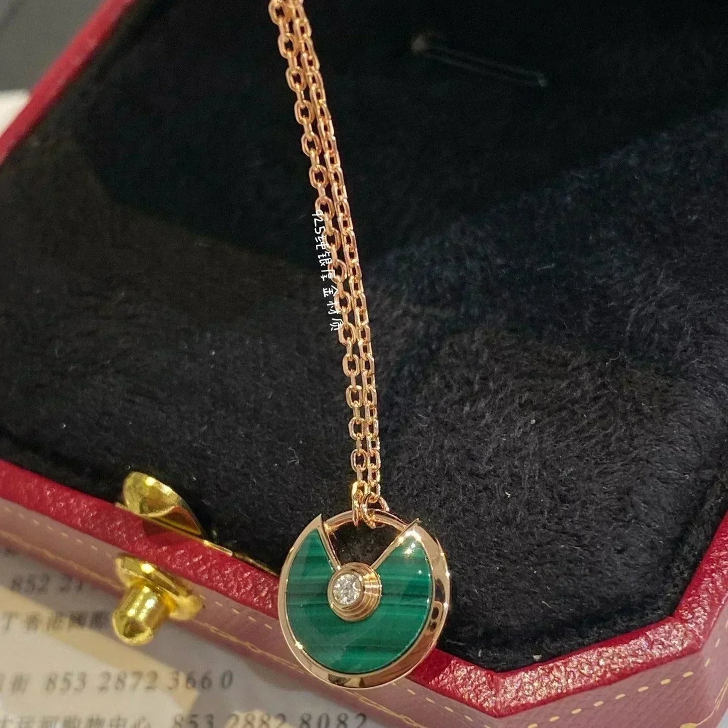 [Renovia Jewelry]AMULETTE ROSE GOLD MALACHITE NECKLACE