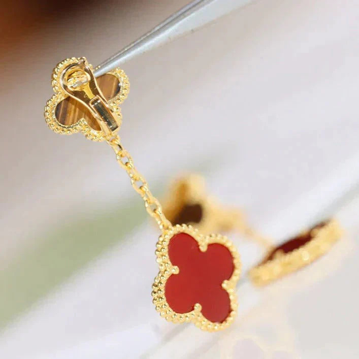 [Renovia Jewelry]CLOVER  2 MOTIF  TIGER EYE CARNELIAN EARRINGS