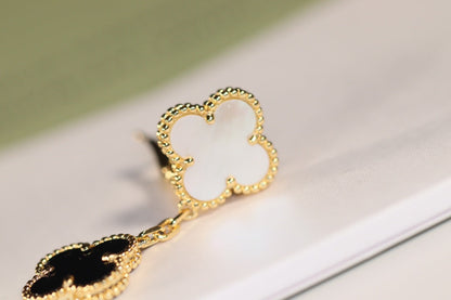 [Renovia Jewelry]CLOVER EARRINGS GOLD ONYX MOP 3 MOTIF