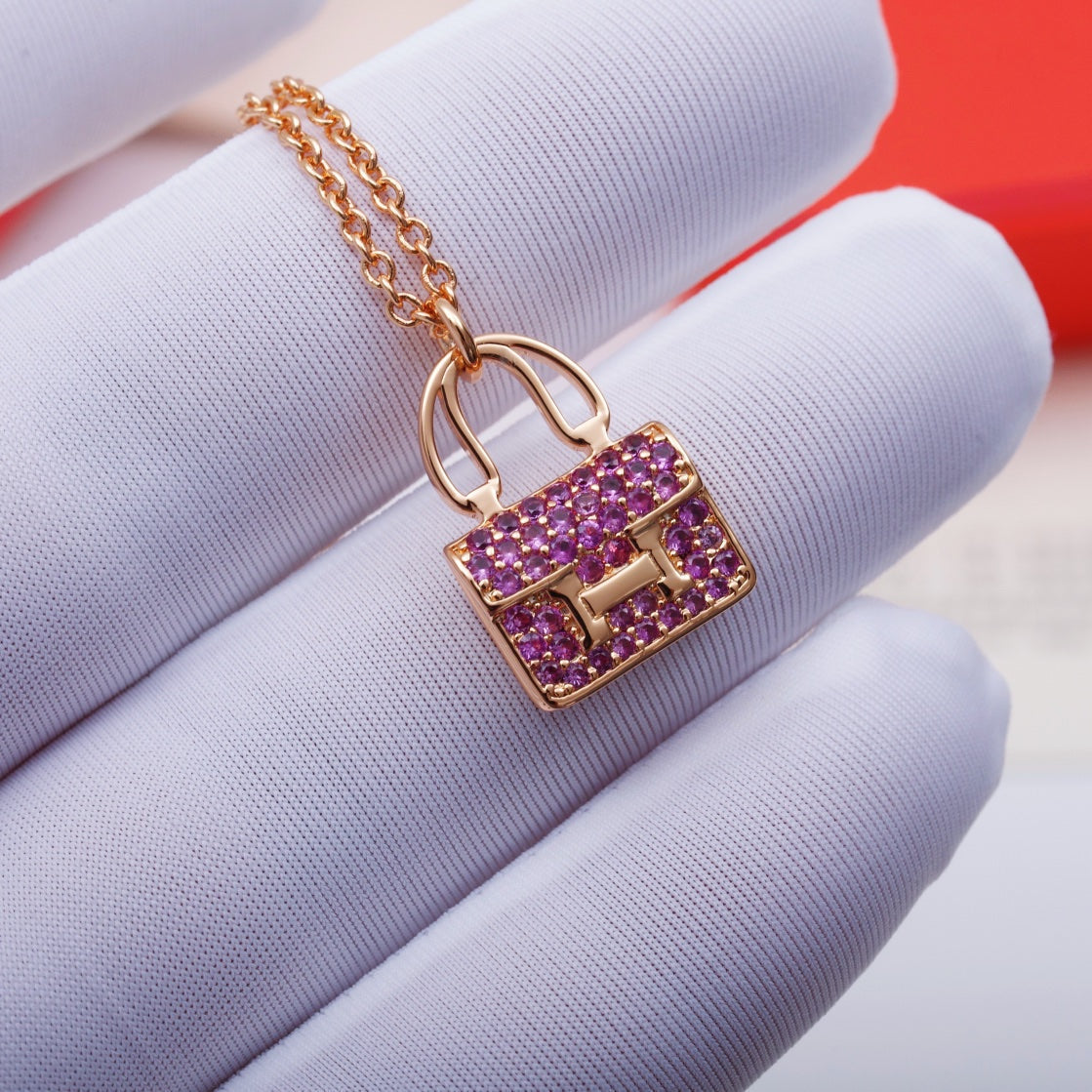 [Renovia Jewelry]CONSTANCE PEDANT PURPLE DIAMOND NECKLACE