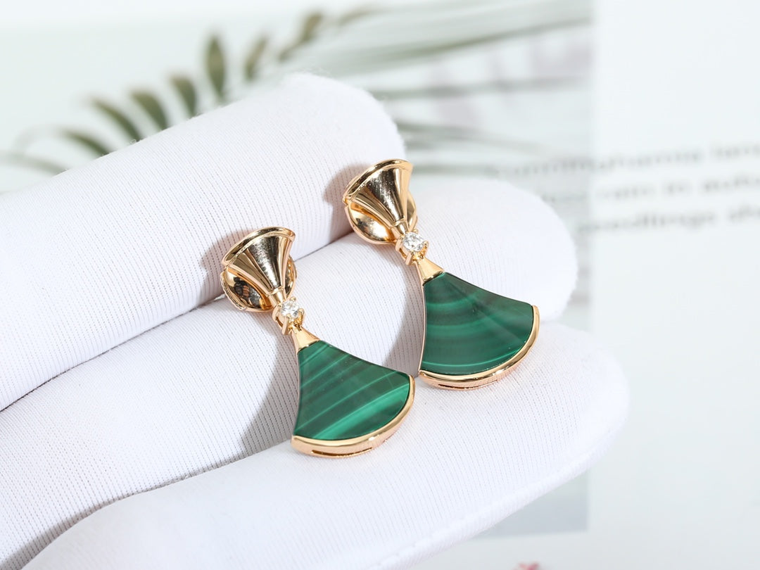 [Renovia Jewelry]DREAM MALACHITE PINK GOLD EARRINGS