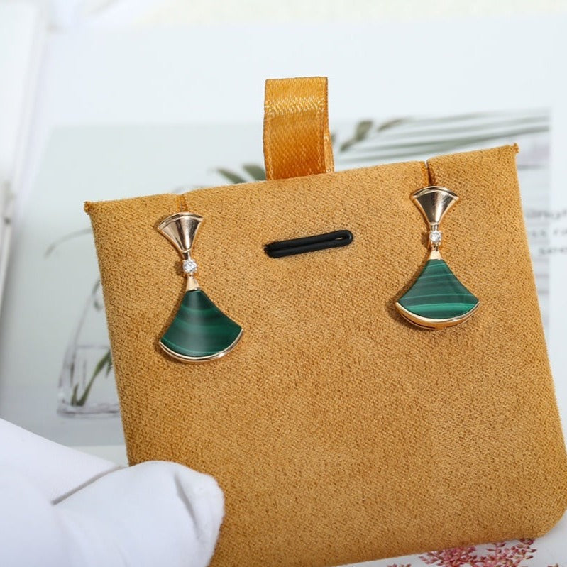 [Renovia Jewelry]DREAM MALACHITE PINK GOLD EARRINGS