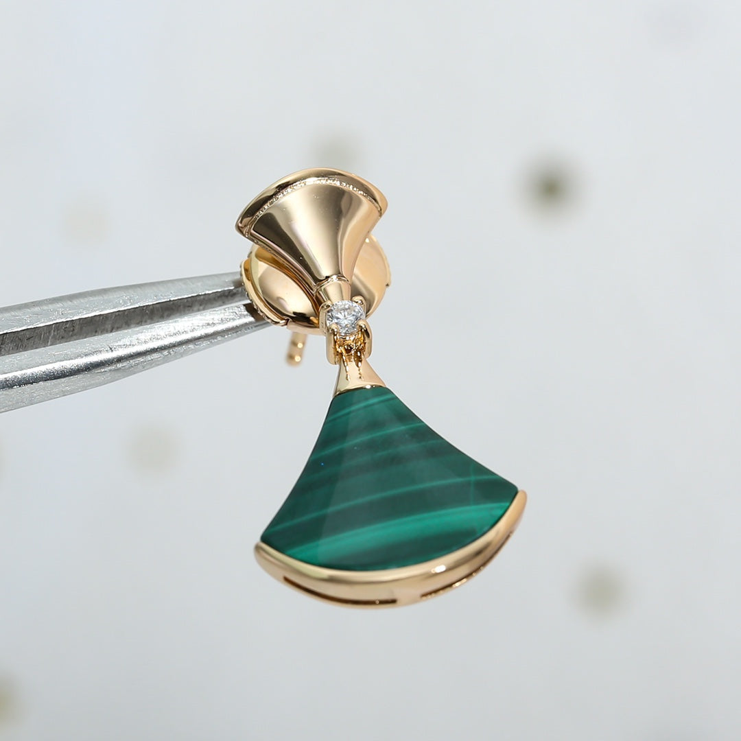 [Renovia Jewelry]DREAM MALACHITE PINK GOLD EARRINGS