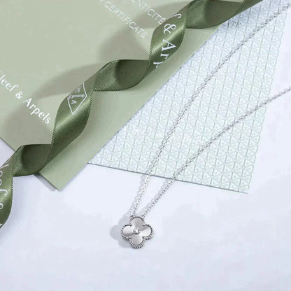 [Renovia Jewelry]CLOVER  15MM DIAMOND LASER NECKLACE SILVER