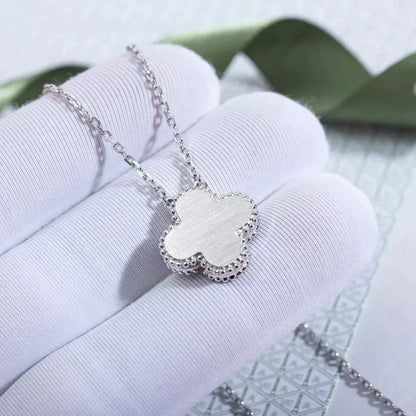 [Renovia Jewelry]CLOVER  15MM DIAMOND LASER NECKLACE SILVER