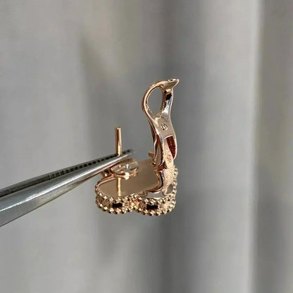 [Renovia Jewelry]CLOVER MEDIUM 1 MOTIFS  PINK MOP DIAMOND EARRINGS