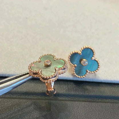 [Renovia Jewelry]CLOVER MEDIUM 1 MOTIFS GRAY MOP  DIAMOND EARRINGS