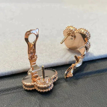 [Renovia Jewelry]CLOVER MEDIUM 1 MOTIFS GRAY MOP  DIAMOND EARRINGS